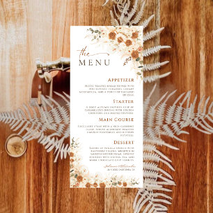 Menu Boho Terracotta moderne Mariage Floral