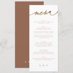 Menu Boho Terracotta Orange Modern Gold Mariage