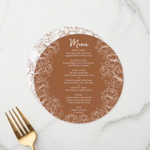 Menu Boho Terracotta Rustique Floral Moderne Mariage Ro
