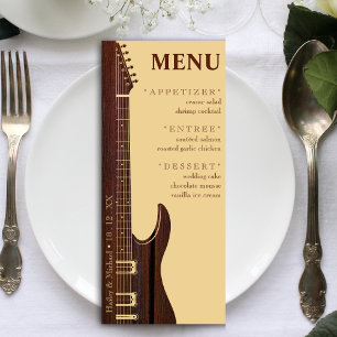 Menu Bois Rouge & Tan Guitare Brown Réception de mariag