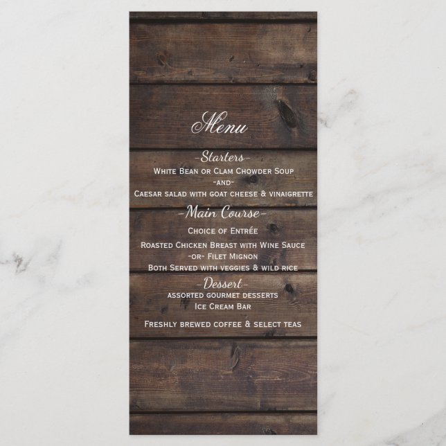 Menu Bois rustique Bois Bois Bois Pays Style Grange Men (Devant)