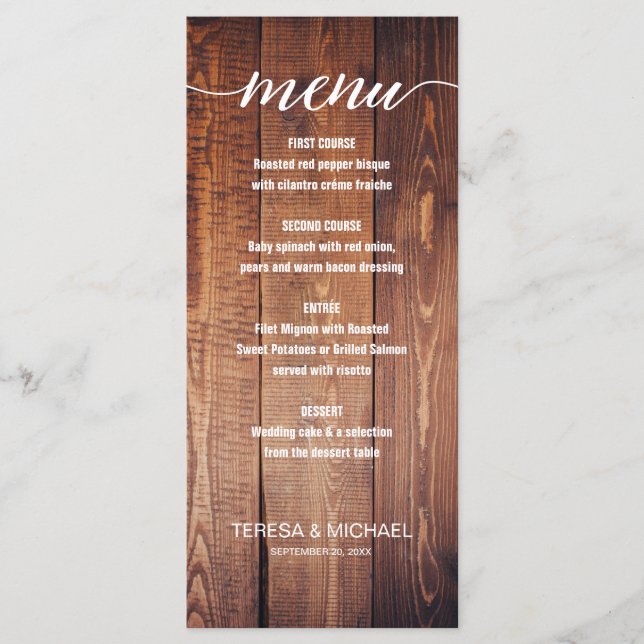 Menu Bois Rustique Dîner Mariage (Devant)
