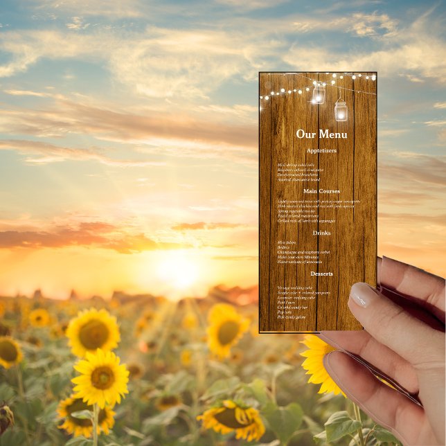 Menu Bois rustique Mason Jar Hanging Lights Dîner (Créateur téléchargé)