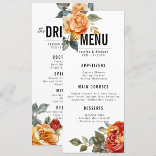 Menu + Boissons Marble Dreams Orange Rose