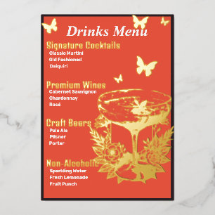 Menu Boissons Rose Or Orange