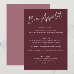 Menu Bon Appétit Merlot Bourgogne Écriture Manuscrite M