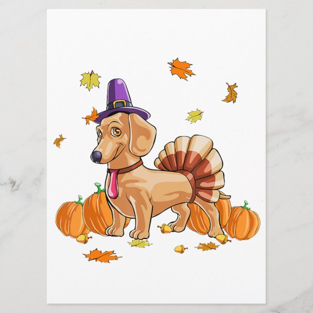 Menu Bon thanksgiving Dachshund Turquie Costume T Fun (Devant)