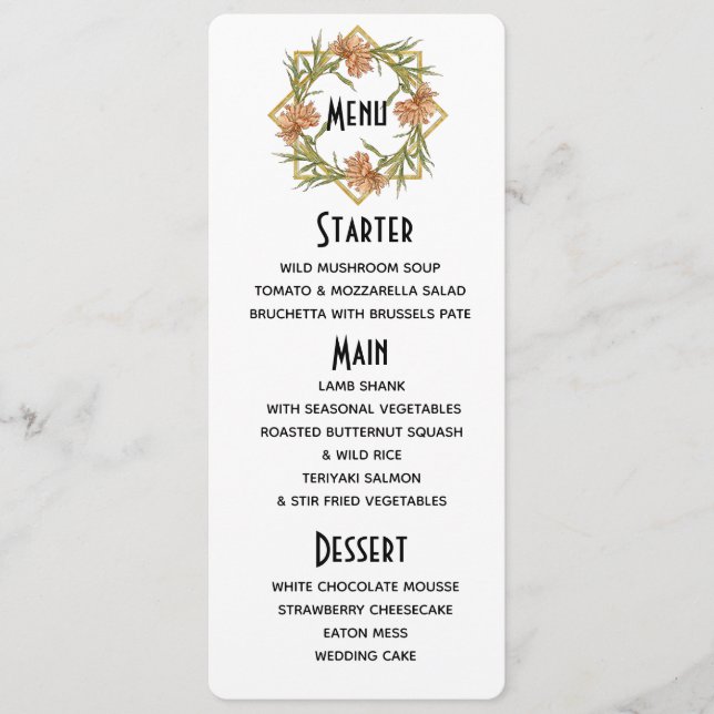 Menu Bordure Pivoine Rose Fardée (Devant)