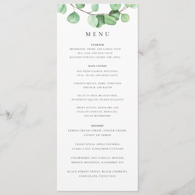 Menu botanique d'eucalyptus (Devant)