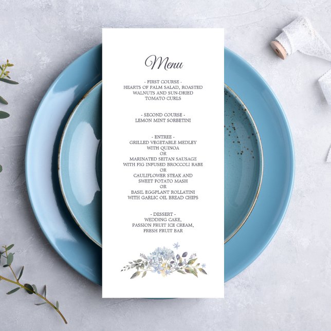 Menu Botanique Dusty Blue Floral Mariage (Créateur téléchargé)