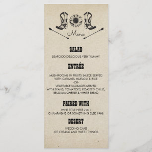 Menu Bottes de cowboy rustiques de pays épousant des