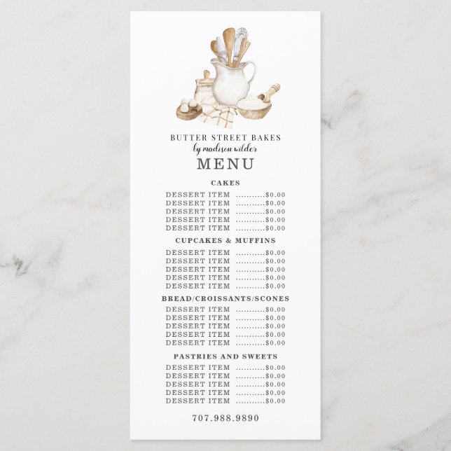 Menu Boulangerie Pâtisserie Chef Cuisine Ustensiles Men (Devant)
