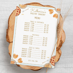 Menu Boulangerie Pâtisserie Watercolor Baking Pie
