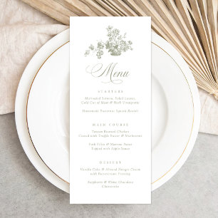 Menu Bouquet floral vintage élégant dans un Mariage de
