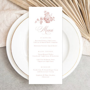 Menu Bouquet floral vintage élégant dans un Mariage de