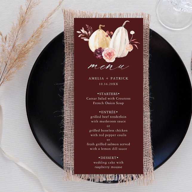 Menu Bourgogne Citrouille Automne Mariage d'automne (Créateur téléchargé)
