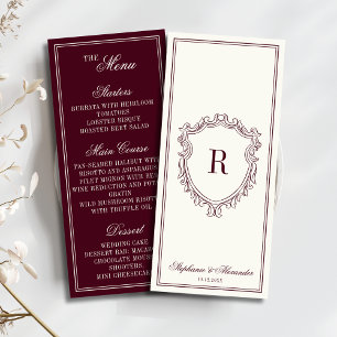 Menu Bourgogne Ivoire Blason Monogramme Vieille Fortune