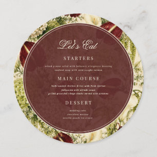 Menu Bourgogne & Vert Sauge Rond de Mariage avec Nom d'