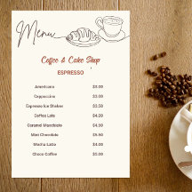 Menu Boutique Café & Gâteaux