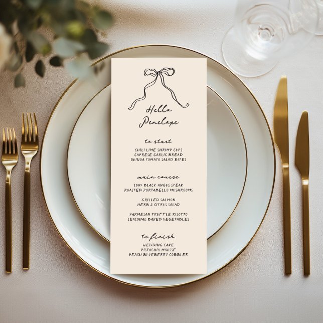 Menu Bow Whimsical Personnalisable manuscrit (Créateur téléchargé)