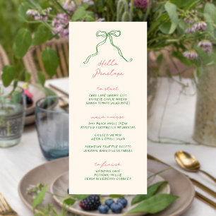Menu Bow Whimsical Personnalisable manuscrit