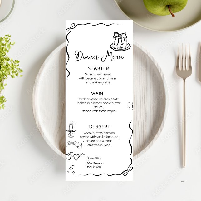 Menu Bow Whimsical Quirky Main Draw Bow Anniversaire (Créateur téléchargé)