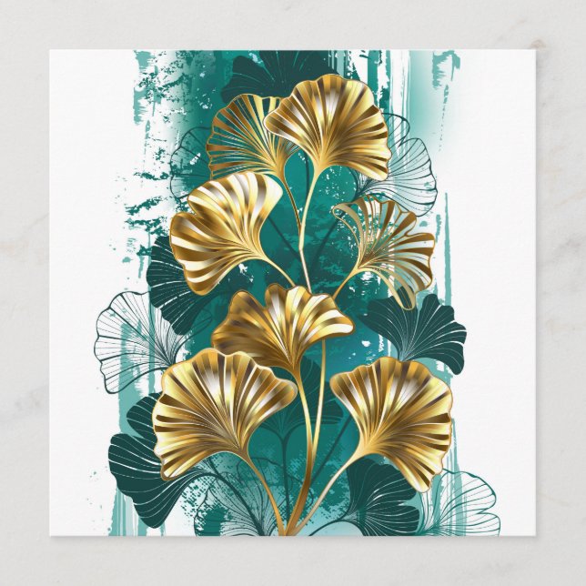 Menu Branche avec Feuilles d'or Ginko Biloba (Devant)