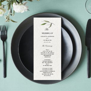 Menu Branche d'olive verte aquarelle moderne