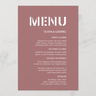 Menu Brandy rose pâle moderne rose simple Mariage