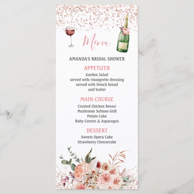 Menu Bravo pour aimer Fête des mariées rose pâle (Devant)