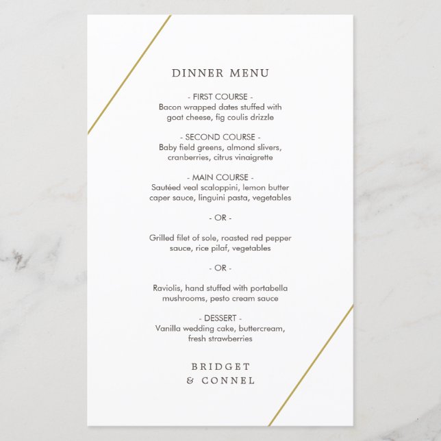 Menu Bridget Géométrique Mariage moderne (Devant)