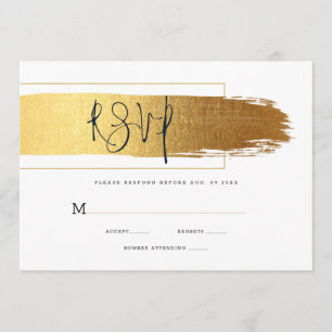 Menu Brosse d'or et typographie noire RSVP