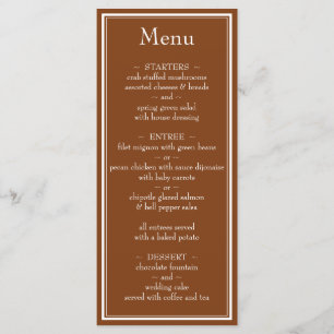 Menu Brown minimaliste moderne Mariage