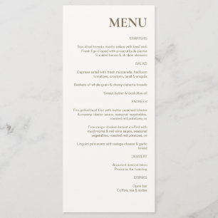 Menu Brown Rustic Chic Mariage