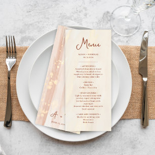 Menu Brush Gold & Terracotta Script Monogram Mariage