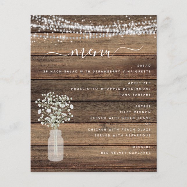 Menu Budget Rustic Baby's Breathe String Lights (Devant)