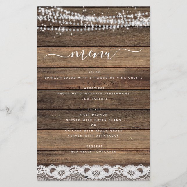 Menu Budget Rustique Farmhouse String Lights (Devant)