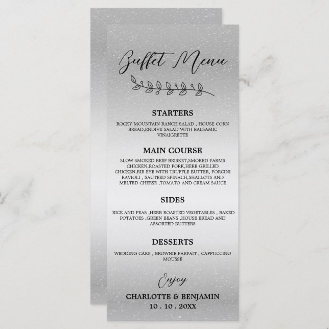 Menu Buffet Mariage Argent (Devant / Derrière)