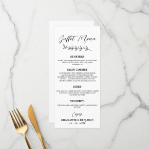 Menu Buffet Mariage noir et blanc minimaliste