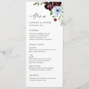 menu burgundy bleu mariage