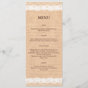 Menu Burlap Lumière & Dentelle Vintage