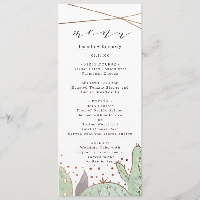 Menu Cactus & Succulents Terrarium géométrique Dîner dî (Devant)