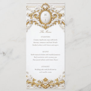 Menu Cadre de mariage baroque or et blanc victorien