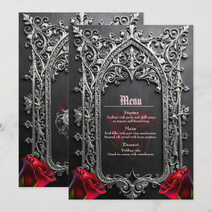 Menu Cadre de rose de mariage gothique élégant 
