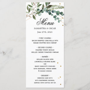 Menu Cadre doré Eucalyptus de verdure aquarelle moderne