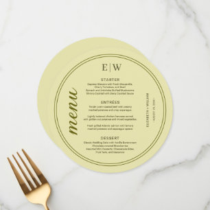 Menu Cadre Élégant sur Mariage au Monogramme Jaune Céle