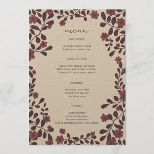 Menu Cadre Floral Automne Élégant Moderne Rustique PERS