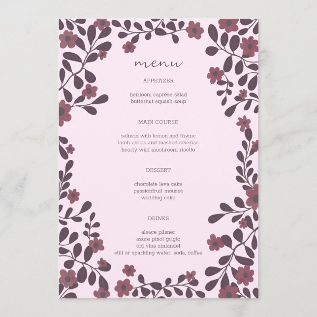 Menu Cadre Floral Automne Élégant Moderne Rustique PERS (Devant)