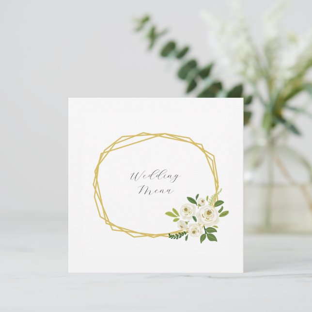 Menu Cadre Floral Rose Blanche Luxueux (Debout devant)