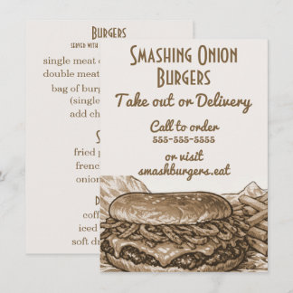 Menu Café ou camion de nourriture pour burgers Onion Sm